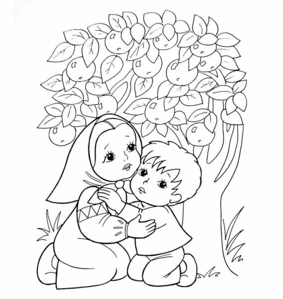 Сказка-раскраска. Гуси-лебеди