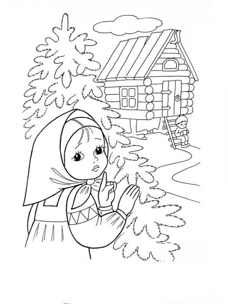 Раскраска по сказке гуси лебеди для детей