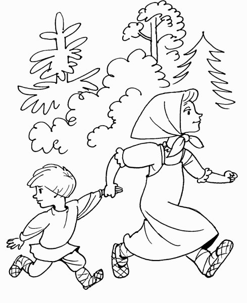 Раскраска Иванушка из сказки гуси лебеди