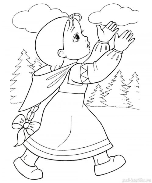 Раскраска Машенька гуси лебеди