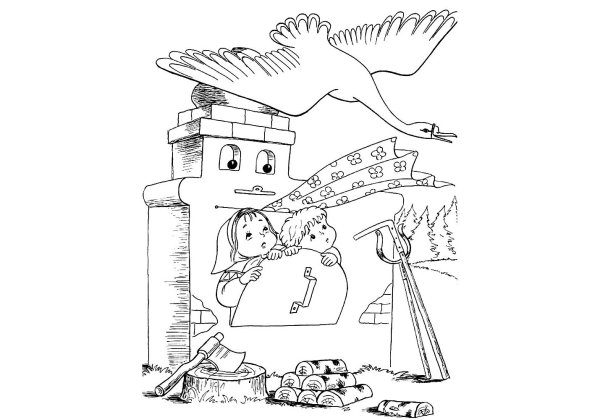 Гуси лебеди рисунок