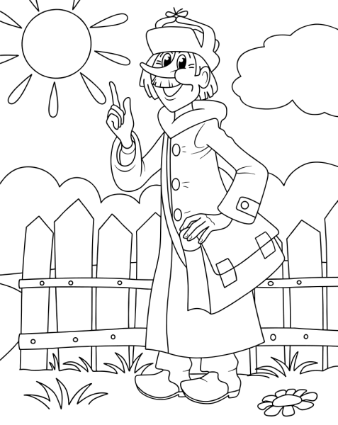 Почтальон Печкин раскраска