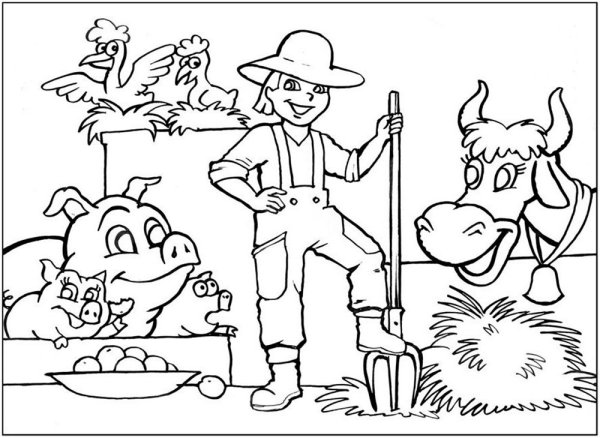 Фермер раскраска для детей