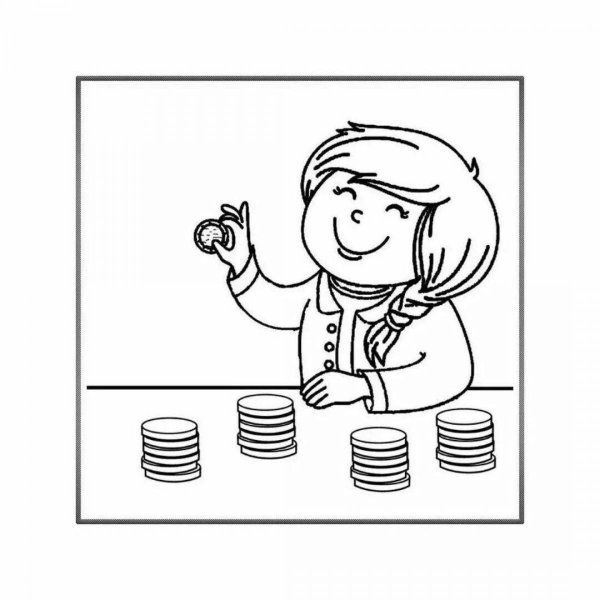 Раскраска деньги для детей