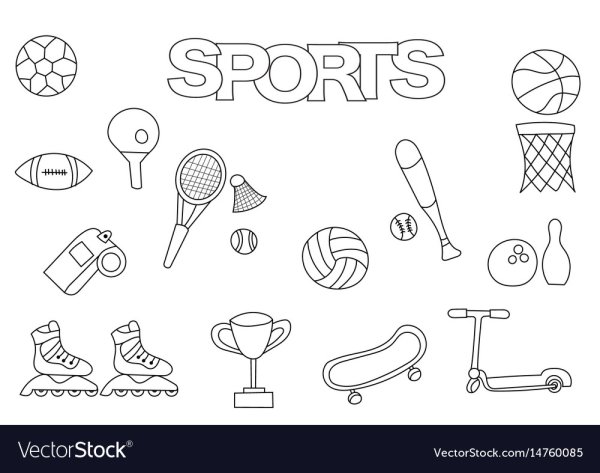 Раскраска спортивный инвентарь для детей