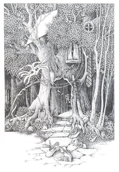 Фантастический лес карандашом