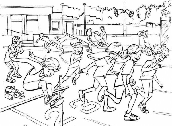 Раскраски спортивные соревнования для детей