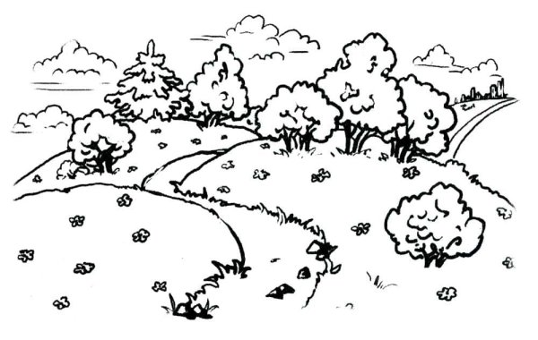 Раскраска пейзаж