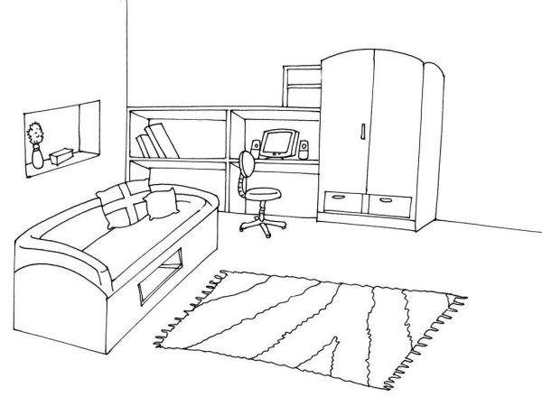 Детская комната раскраска