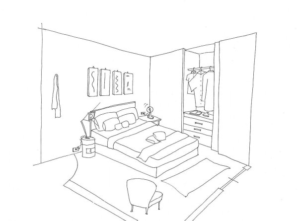 Раскраска спальная комната