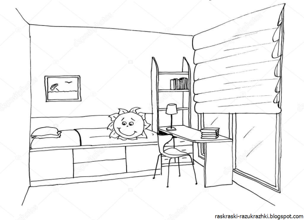 Рисование комнаты с мебелью для детей