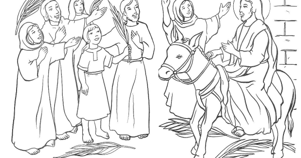 Въезд Иисуса Христа в Иерусалим раскраска