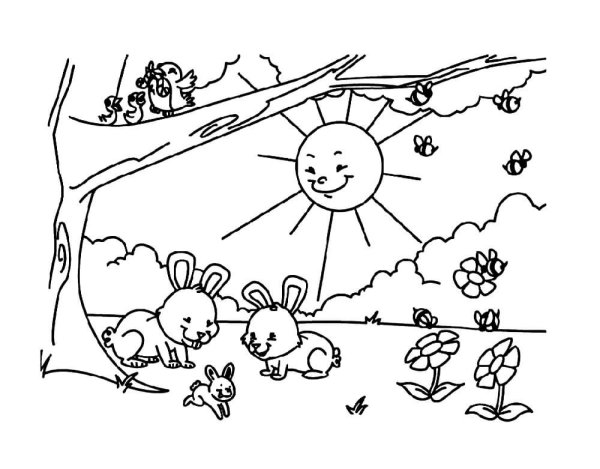 Раскраска. Весна