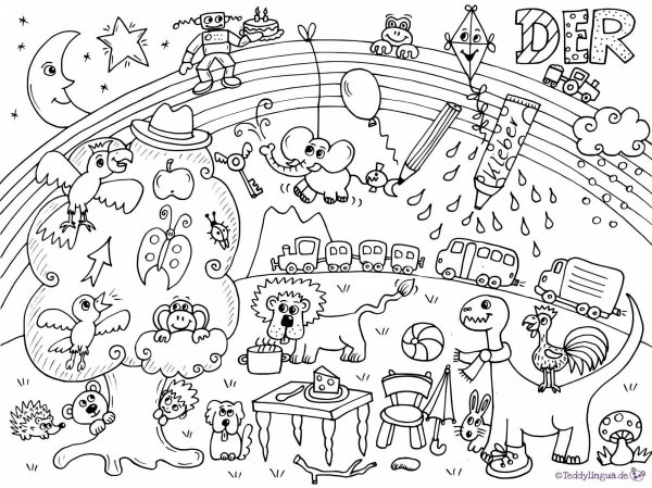 Задания с раскрасками на немецком