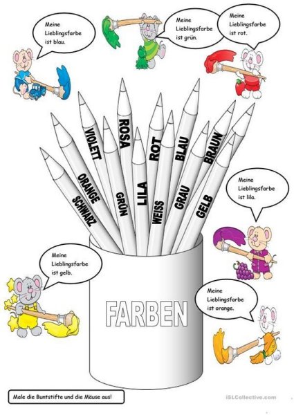 Задания на цвета по немецкому языку