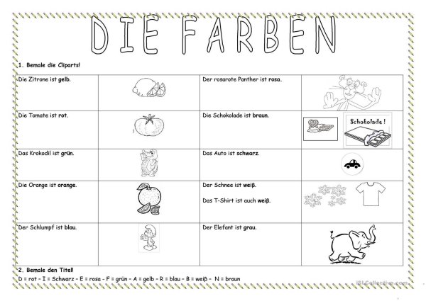 Задания на цвета по немецкому языку
