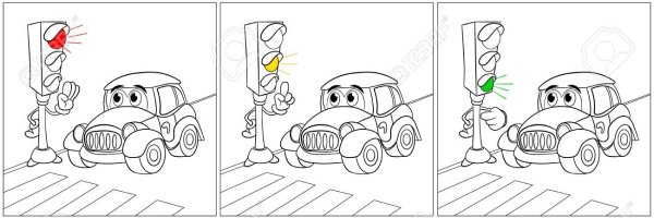 Машина и светофор раскраска