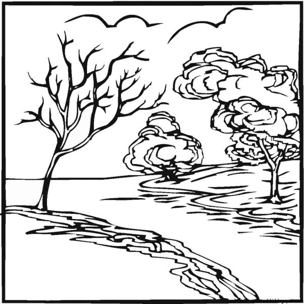 Раскраска речка для детей