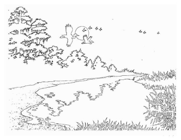 Раскраска. У реки