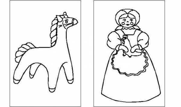 Трафарет дымковской игрушки для раскрашивания