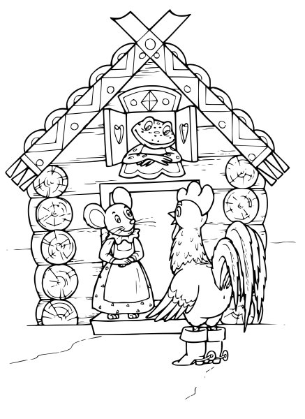 Иллюстрация к сказке Теремок для раскрашивания