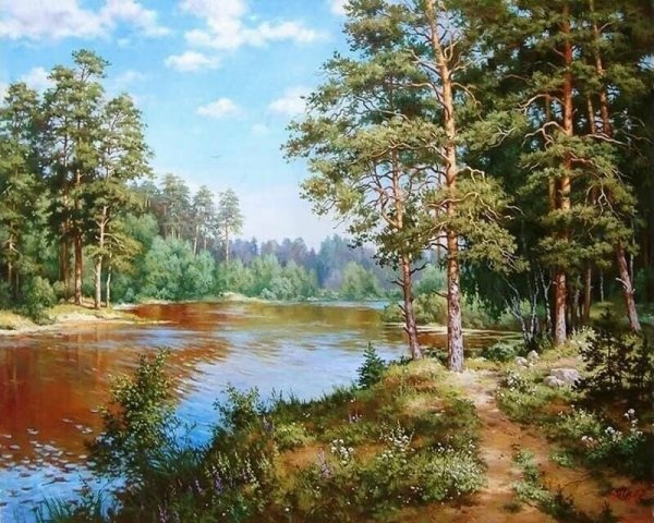 Сергей Басов озеро в лесу