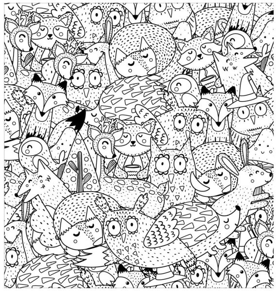 Сова и Волшебный лес антистресс раскраска