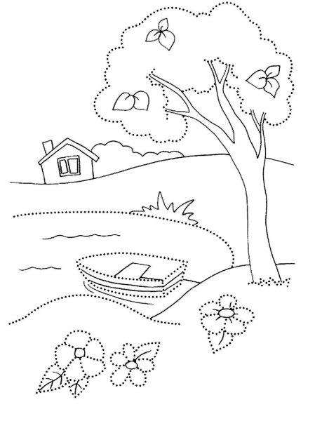 Летний пейзаж раскраска