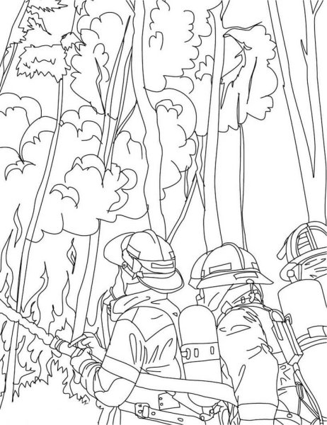 Раскраска пожарный