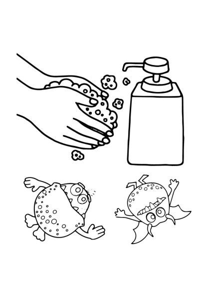 Раскраска мыть руки для детей