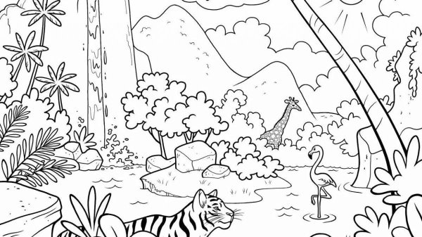 Раскраска тропический лес