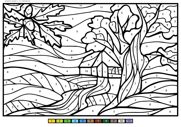 Раскраска природы по номерам для детей