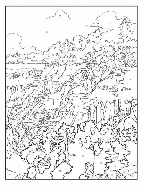 Раскраска по номерам пейзаж