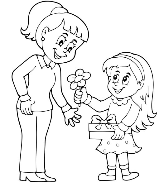 Подарок маме раскраска для детей