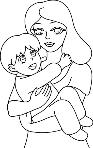 Мама с ребенком раскраска для детей