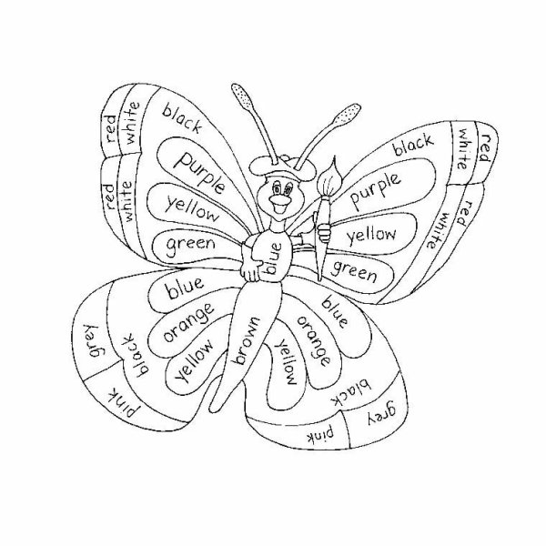 Раскраска по цветам на английском