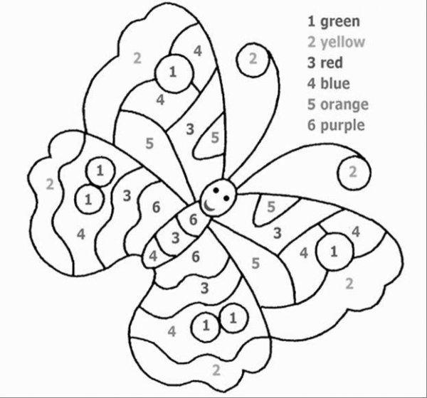 Бабочка раскраска по цифрам