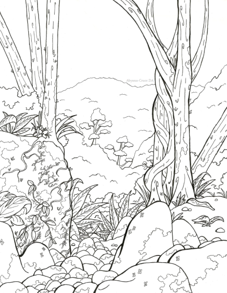 Раскраска тропинка в лесу