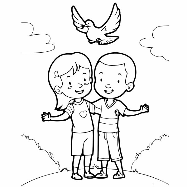 Дружба раскраска для детей