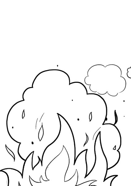 Раскраска огонь с дымом