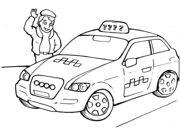 Такси раскраска для детей