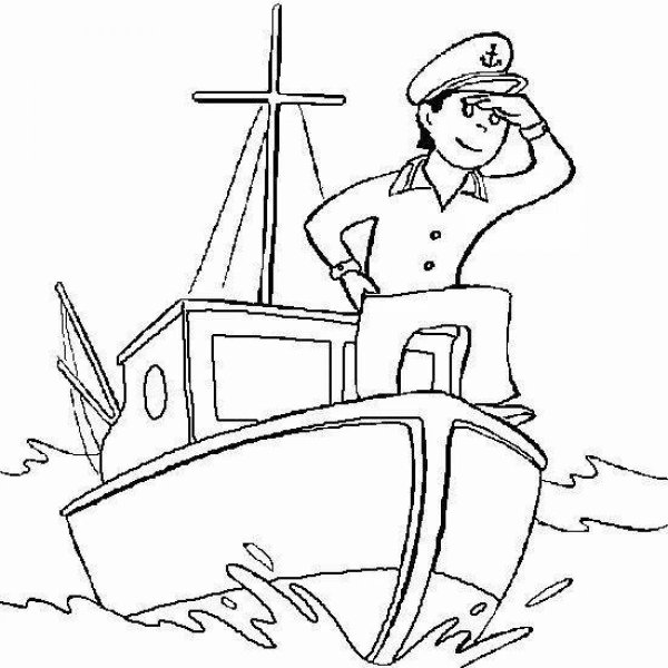 Раскраска моряк на корабле