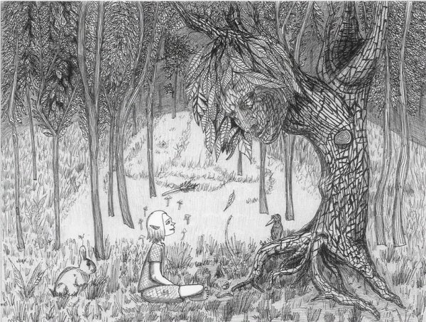 Фантастический лес карандашом