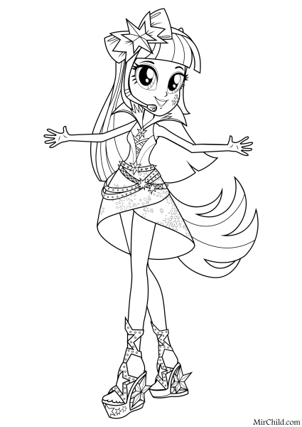 Раскраска Эквестрия герлз Радужный рок Искорка