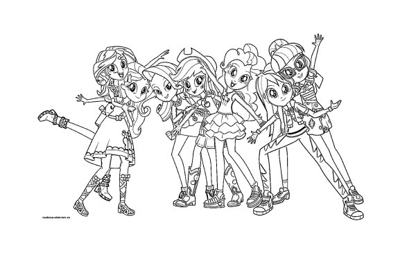 Раскраска Эквестрия герлз вместе