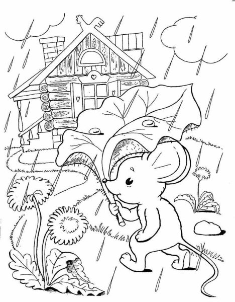 Мышка норушка раскраска Теремок