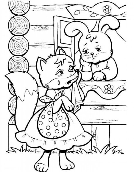 Раскраски к сказке Заюшкина избушка для детей