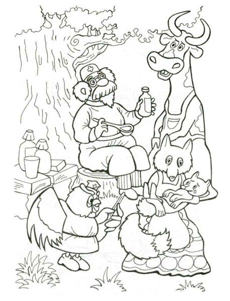 Раскраски по сказке доктор Айболит