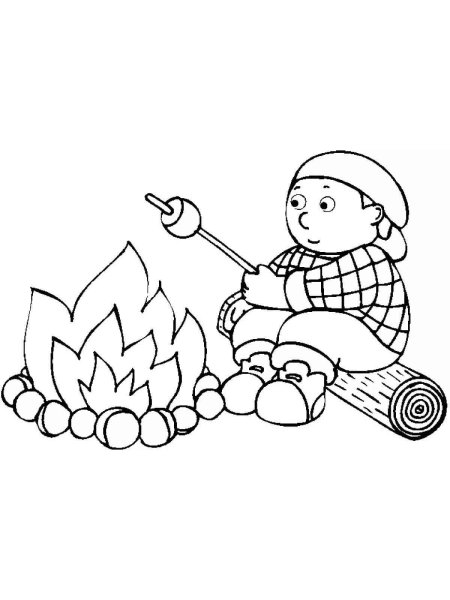Костер раскраска для детей