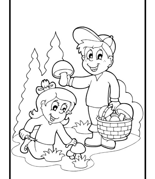 Сбор грибов раскраски для детей